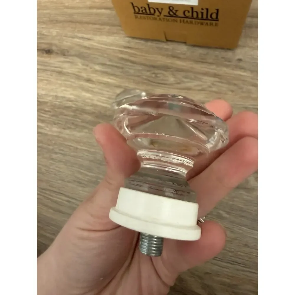 Restoration Hardware Baby & Child Vintage Glass Newel Finials Clear Set of 2 NIB